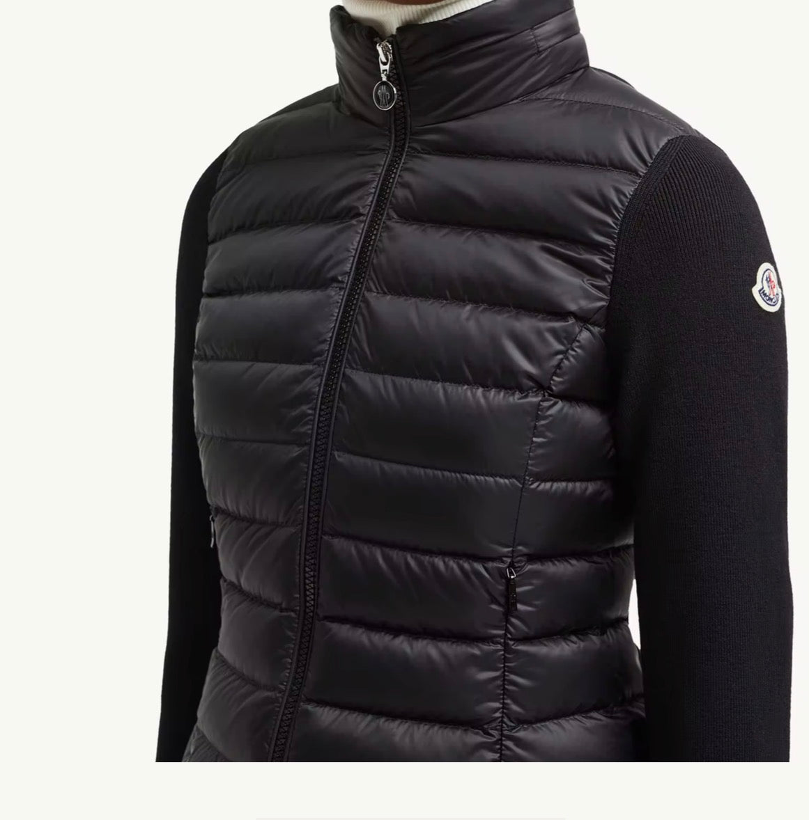 Cardigan zippé matelassé en laine