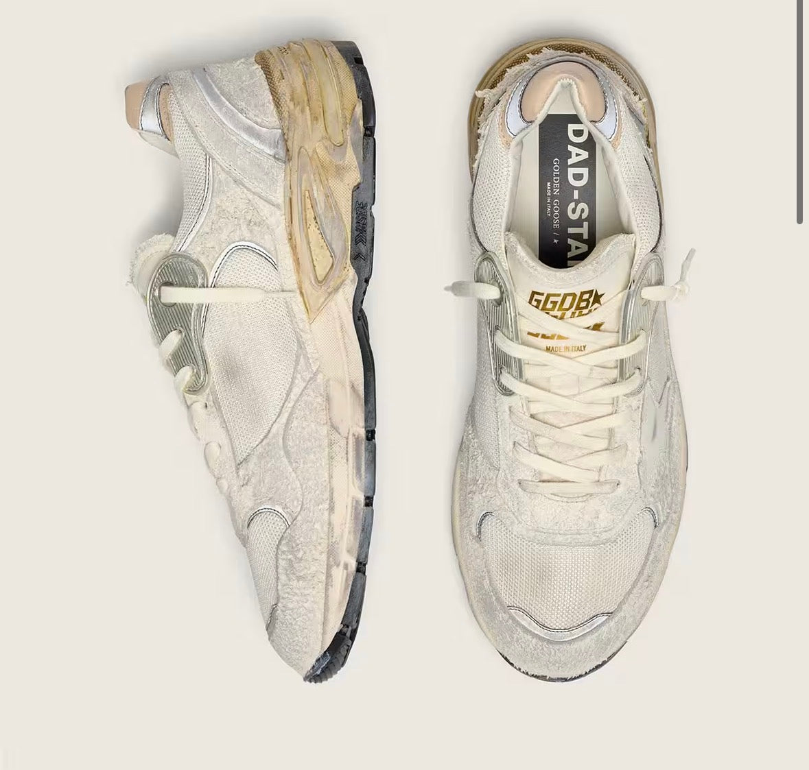Dad-Star pour homme en cuir velours et résille avec étoile en cuir blanc et contrefort en cuir beige