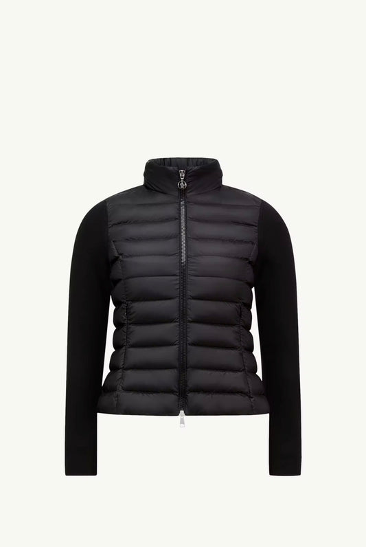 Cardigan zippé matelassé en laine